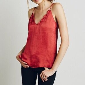 Free People Intimately | Scallop Satin Cami Top in Burnt Earth Red